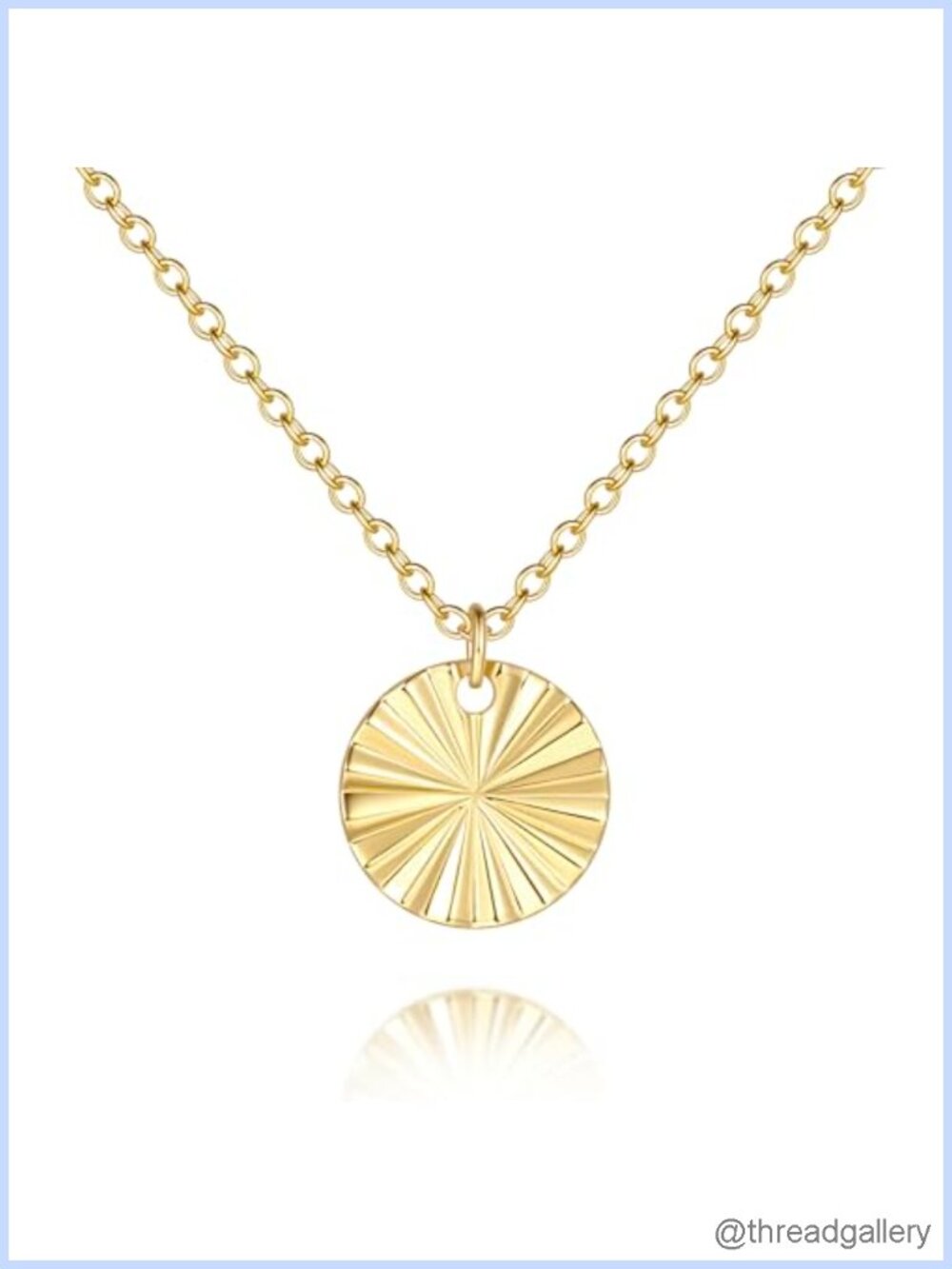 14k Gold Plated Pendant Necklace 17.5in Dainty Coin Charm Women